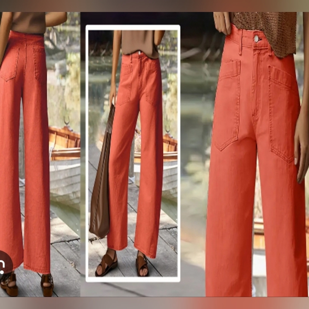 NWT Flamingals Wide Straight Leg Mid Rise Baggy Pocket Denim Jeans (Size: XL)